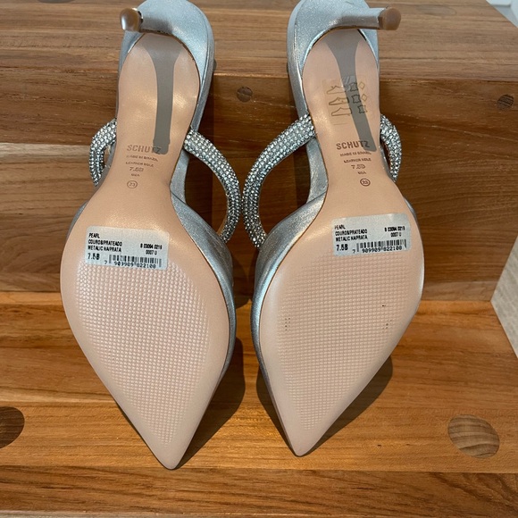 NBW Schutz Pearl silver metallic heel with crystal details - Picture 5 of 6